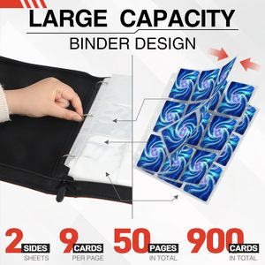 Raccoglitore per Carte da Baseball con 900 Tasche, 50 Fogli Protettivi, Raccoglitore Piccolo a 3 Anelli con Cerniera - Product Image 4