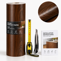 Film adhésif rustique en PVC imperméable à l'eau, imitation grain de noyer foncé, pour portes de placard et surfaces de meubles