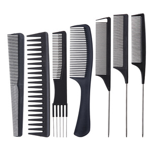 Ensemble de 7 peignes à cheveux noirs à dents larges en nylon et fibre de verre pour les voyages et le coiffage - Product Image 1