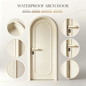 Puerta de Madera Compuesta Lacada Blanca, Arco <span class=keywords><strong>Elegante</strong></span>, Impermeable, para Dormitorio, Villa, Apartamento, Puertas de Una Hoja - Product Image 1