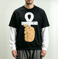 T-shirt Homme Hip Hop Oversize à Motif Imprimé DTG sur le Devant, Écologique, Personnalisé, Manches Longues, 100% Coton Noir Anti-rétrécissement, Tissé