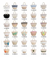 Mode nouveau sac de paille en jonc de mer grand fourre-tout tissé à la main sac de plage de voyage en plein air pour les femmes avec doublure à glissière et garniture en jean
