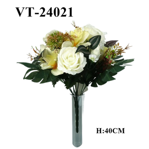 Lo más nuevo, 35cm, arbusto mixto de seda/tela de poliéster, rosas artificiales/flores de orquídeas, 24 tallos, graduación del Día de la madre, Año Nuevo - Product Image 1
