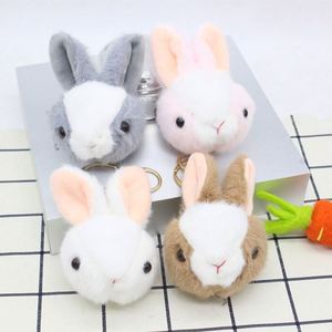 Fluffy Bunny tai sang trọng <span class=keywords><strong>Keychain</strong></span> đồ chơi Faux Lông Túi xe mặt dây chuyền quyến rũ plushie vòng chìa khóa Pom Pom chủ Dễ Thương Thỏ đầu móc chìa khóa - Product Image 1
