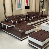 Canapé multifonctionnel de style moderne, canapé en L à un siège, combinaison de canapés avec fauteuil de massage, ensemble de canapés en cuir avec haut-parleur