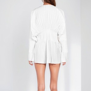 Nouveau modèle de chemisier pour femme à col en V, style corset, en tissu épais, à manches plissées évasées, taille haute, Design Gas Top Fall, Tendance - Product Image 3