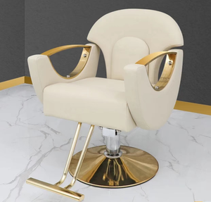 Silla de Barbero Hidráulica Negra, Ajustable, Giratoria, Reclinable, con Acabado en Latón, para Salón de Belleza, Peluquería - Product Image 3