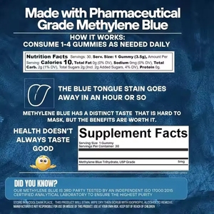 OEM Nootropic <strong>Supplement</strong> Methylene Blue <strong>Supplements</strong> for Energy Brain <strong>Memory</strong> Focus Methylene Blue Gummies - Product Image 5