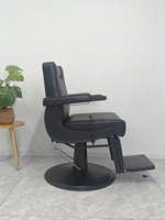 Fauteuil de barbier inclinable personnalisable avec repose-pieds réglable, pompe hydraulique robuste et base rotative à 360 degrés pour salon de coiffure