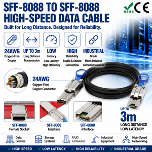 สายเคเบิลมินิ SAS SFF-8088 ภายนอกไปยัง SFF-8088 ความเร็ว 6Gbps 26 พิน สายดาต้าแบบมีชีลด์สำหรับขยายพื้นที่จัดเก็บข้อมูลเซิร์ฟเวอร์ RAID JBOD Array - Product Image 2