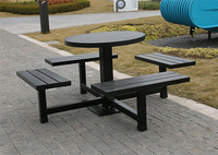 Table de pique-nique publique en bois WPC ronde commerciale pour l'extérieur Table basse avec banc pour l'école Restaurant extérieur Jardin Patio