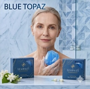 Navasukhon Gemstone <b>Soap</b> Blue Topaz Bar <b>Soap</b> Stone <b>Soap</b> <b>Scented</b> Luxury Cute Natural Beauty Product from Thailand - Product Image 6