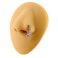 Anneau de nez en cuivre avec zircon, motif fleur cœur, piercing corporel unisexe tendance