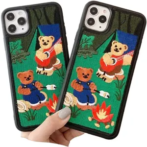 Shockproof PU leather Embroidered Phone Case Custom Design Personalized Mobile Phone Bags & Cases