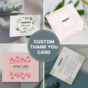 Nova marca para luxo personalizado Logo Cartões com Envelopes Greenery Set Papel Pequeno Obrigado Seu Cartão de Ordem de Compra