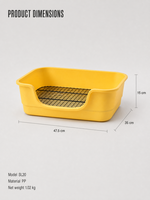 Bac à litière jaune en PP pour animaux de compagnie, profond et à parois courtes, avec grille, pour chien et chat, usage intérieur