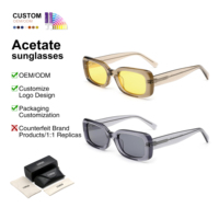 Lunettes de soleil rectangulaires en acétate épais avec logo personnalisé OEM, protection UV400 TAC, style rétro Y2K pour femmes