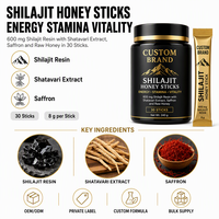 Bâtonnets de miel de Shilajit pur, résine authentique, 600 mg, extrait de Shatavari, safran brut, non destiné aux femmes enceintes, sachet pratique et portable
