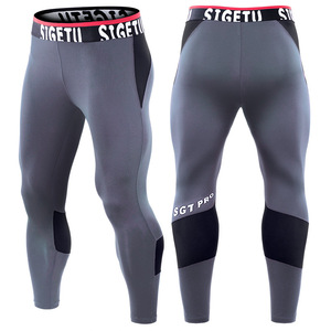 Mallas de entrenamiento deportivas para gimnasio sólidas para hombre, pantalones de compresión para correr, mallas de secado rápido para actividades deportivas al aire libre - Product Image 3