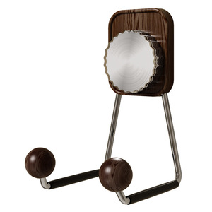 Wood Grain Hair Dryer Holder Wall Mounted Suction Cup <b>Rack</b> Punch Free <b>Storage</b> Bathroom Hook Rectangle Shape Polished Finish - Product Image 1