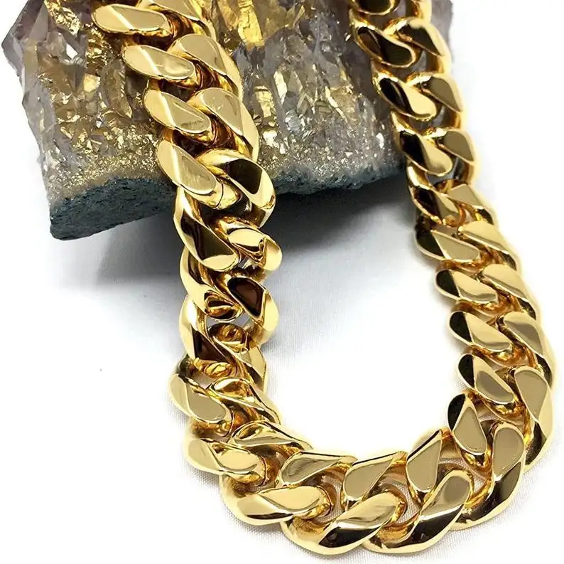 11MM Cuban Link Chain Necklace For Men and Women Hip Hop Miami Cuban Link Fashion Jewelry Wholesale Thick Heavy Link
