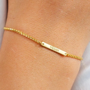 Nuevo Estilo Minimalista: Pulsera de Barra Dorada de Acero Inoxidable, Joyería Personalizada, Pulsera Larga con Dije Grabado, Venta al por Mayor - Product Image 4