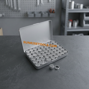 Ensemble de tailles de bagues en plastique, outils de test de bijoux ronds avec boîte en aluminium, 54 boîtes de 22 mm pour la fabrication de bijoux DIY SUNTOOLS/STIPL - Product Image 4