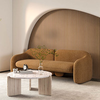 Ensemble de canapés Camel Dune avec pieds en bois courbés à profil bas, canapé et fauteuil en tissu texturé, sectionnel pour salon, vente en gros