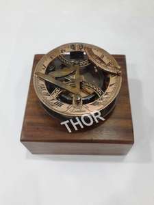 Vintage Brass <b>Compass</b> with Digital Dial Display Original Archer Wood Box West London Copper Sundial for Hiking Camping Tourism - Product Image 5