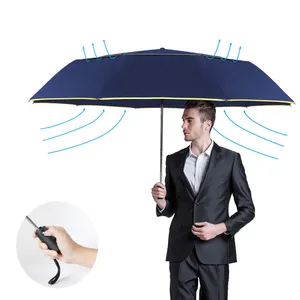 Полностью автоматический Двухслойный Зонт от дождя для женщин и мужчин, ветроустойчивый дорожный деловой зонт, 3 складных зонта