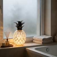Lampe LED en verre en forme d'ananas avec minuterie, lampe décorative d'intérieur pour créer une ambiance festive