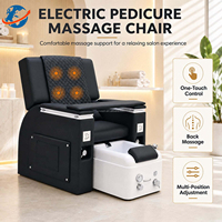Kursi Spa Pedikur Multifungsi dengan Pijat Punggung, Terapi Cahaya, Pompa Pembuangan, & Meja Manikur untuk Salon Kecantikan Kuku