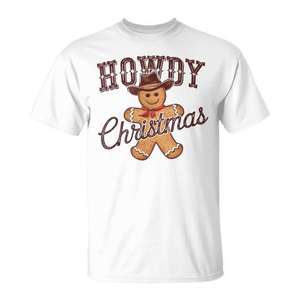 T-shirt de Noël pour enfants Howdy Gingerbread Western Cowboy, design Rodeo Holiday - Product Image 1