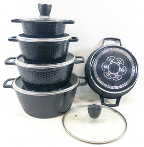 10-Piece <strong>Fish</strong> Scale Non-Stick Cookware Set with Tourmaline Coating Die-Cast Aluminum <strong>Pots</strong> Soup <strong>Pot</strong> Wok Frying Pan - Product Image 1