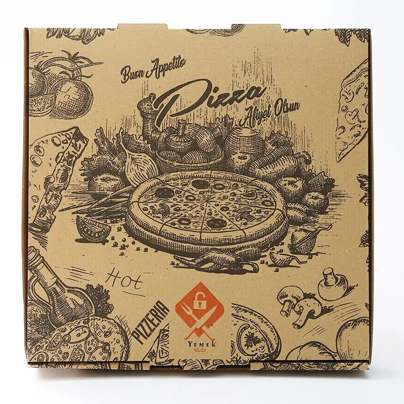 صندوق تعبئة مقفل من الكرتون المستطيلي للبيتزا على الطراز التركي مصنوع من ورق مموج متين بجودة عالية
