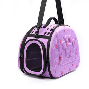 Bolsa transportadora de mascotas púrpura, estructura EVA, bolsa de viaje para perros y mascotas, pequeña