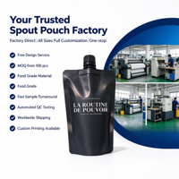 Pochette souple personnalisée avec bec verseur, haute barrière, toucher doux, anti-fuite, rechargeable, pour emballage de liquides cosmétiques avec bouchon