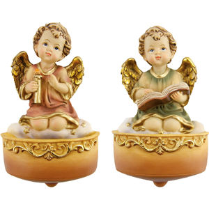 Ensemble de 2 figurines d'anges gardiens de Noël, hauteur 12 cm, design durable en forme de bol - 9006935218312 - Product Image 1