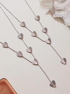 Collier à chaîne en forme de cœur en acier inoxydable en forme de Y de style européen américain Colliers à pendentifs géométriques élégants à la mode - Product Image 5