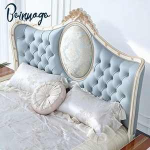 <span class=keywords><strong>Cama</strong></span> Doble de Cuero Francés Azul con <span class=keywords><strong>Respaldo</strong></span> Suave, Muebles de Madera Maciza Pintados a Mano, <span class=keywords><strong>Cama</strong></span> Doble Europea de 1.8m para Dormitorio Principal, China - Product Image 1