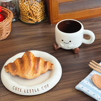 Mug en céramique mignon pour filles, tasse à café esthétique avec plateau, design de dessin animé, cadeau d'anniversaire parfait avec boîte cadeau pour offrir
