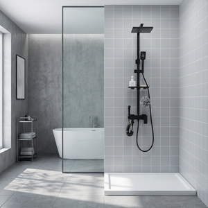 Ensemble de <span class=keywords><strong>douche</strong></span> numérique noir avec affichage numérique, 4 fonctions, robinet de <span class=keywords><strong>baignoire</strong></span> mural avec pommeau de <span class=keywords><strong>douche</strong></span> pluie et douchette à main - Product Image 3