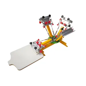 Manual T-shirt Carousel Device for screen printing micro registration 4 color 1 station