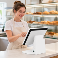 Terminal de point de vente à écran tactile capacitif 15,6 pouces tout-en-un, caisse enregistreuse Intel I3 8 Go 128 Go SSD Windows Blanc JSJ62K Wi-Fi 6 1366x768