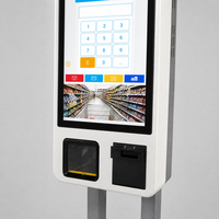 Kiosque de libre-service Android 24 pouces, Intel Celeron J1900, tout-en-un, imprimante thermique POS, lecteur de codes-barres, écran tactile capacitif