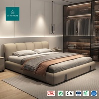 Cama con plataforma de cuero italiano Geshang YG-6 |   Tamaño King/Queen |   Muebles de Dormitorio Modernos |   Venta al por mayor