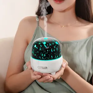 180ml Diffuser Aroma proyeksi bintang langit berbintang, Diffuser minyak esensial ultrasonik untuk kamar tidur anak-anak untuk hadiah