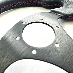 Volant de course en forme de D à 3 branches en alliage d'aluminium perforé en cuir véritable de 14 pouces - Product Image 4