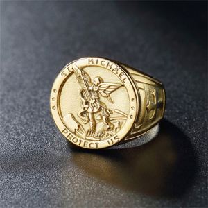 Anillos de Dedo de Aro Chapados en Oro de 18k Resistentes al Agua, Anillos de Sello de Ángel para Hombre - Product Image 3