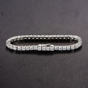 PT950 Platin Natürlicher Diamant 18K Weiß<span class=keywords><strong>gold</strong></span> Tennis-Kettenarmband Geschenk für Freundin Leichter Luxus Hochwertig Valentinstag - Product Image 5